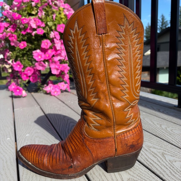 Dan Post Brown Lizard Skin Leather Western Cowboy Boots Men's Size 10D - Picture 3 of 12